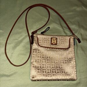 Tommy Hilfiger Brown & Beige Crossbody Bag